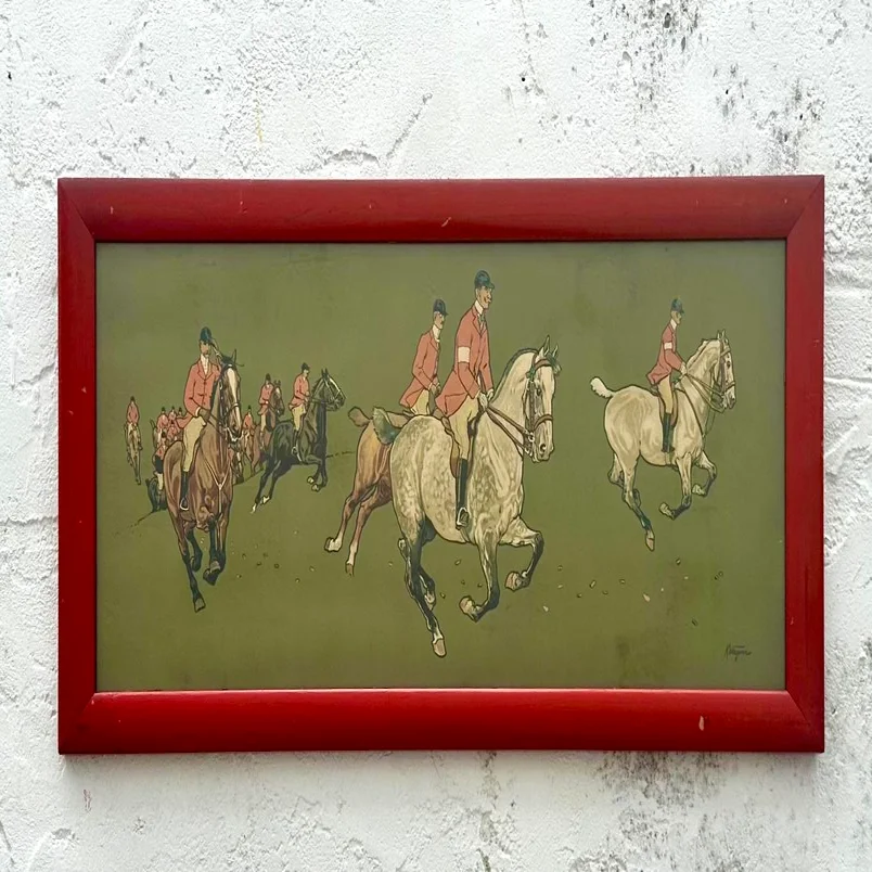 Vintage 1895 German Chomo Lithograph Polo Scene - Top view