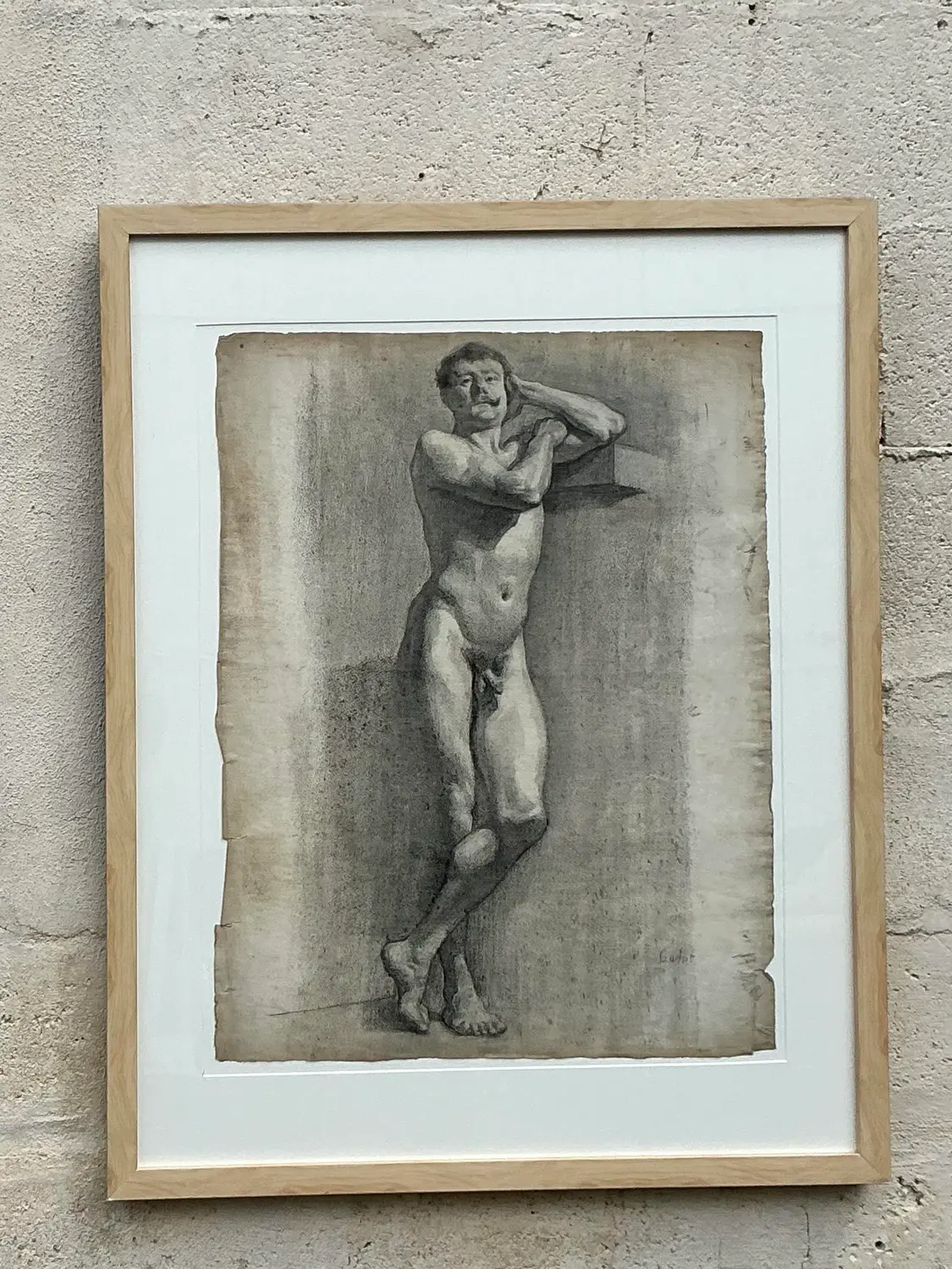 Vintage 1930s Original Pencil Sketch of Man - Detail view