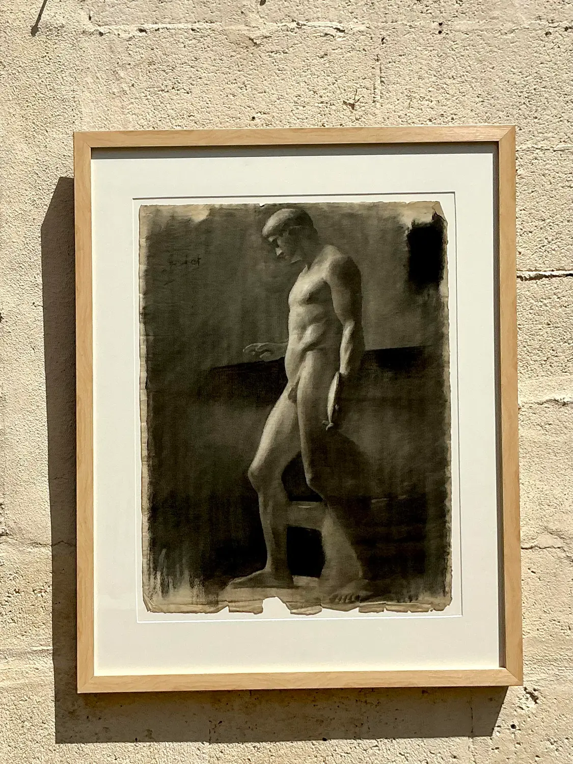Vintage 1930s Original Pencil Sketch of Man - Side view