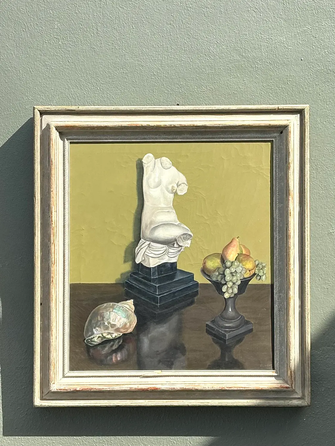 Vintage 1957 Original Still Life on Canvas - Back view