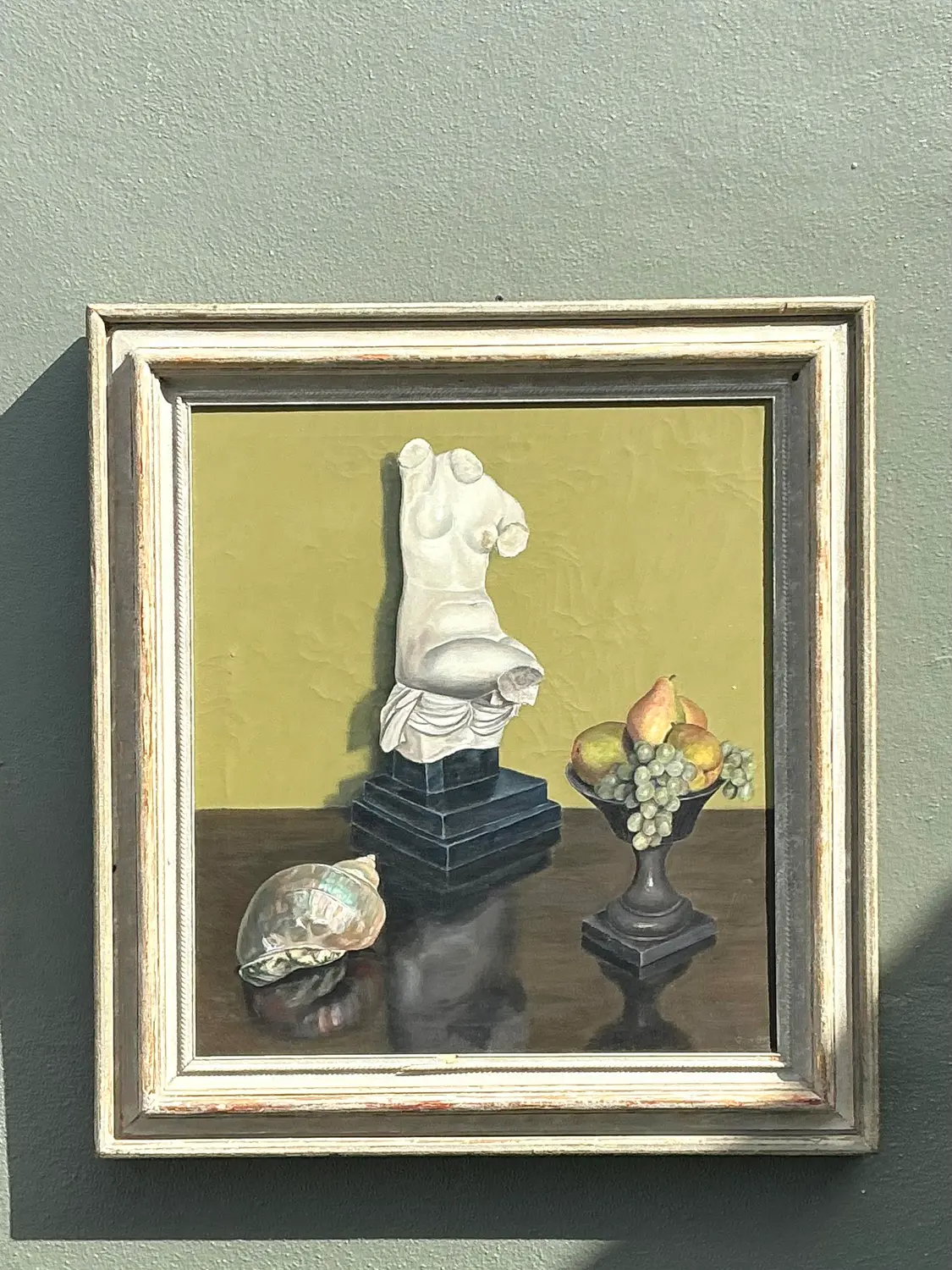 Vintage 1957 Original Still Life on Canvas - Top view