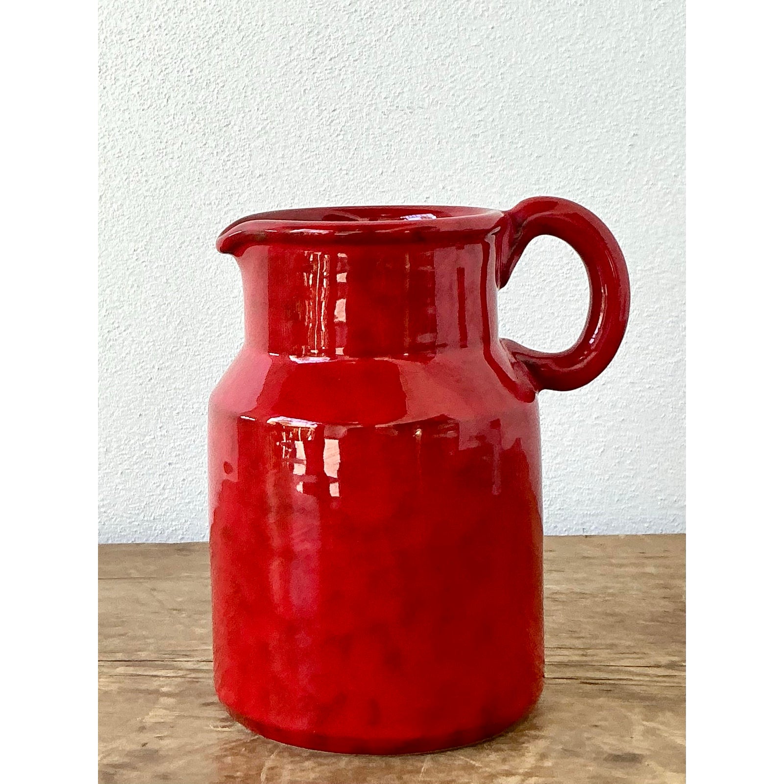 Vintage 1960s Italian Glazed Ceramic Pitcher - Back view