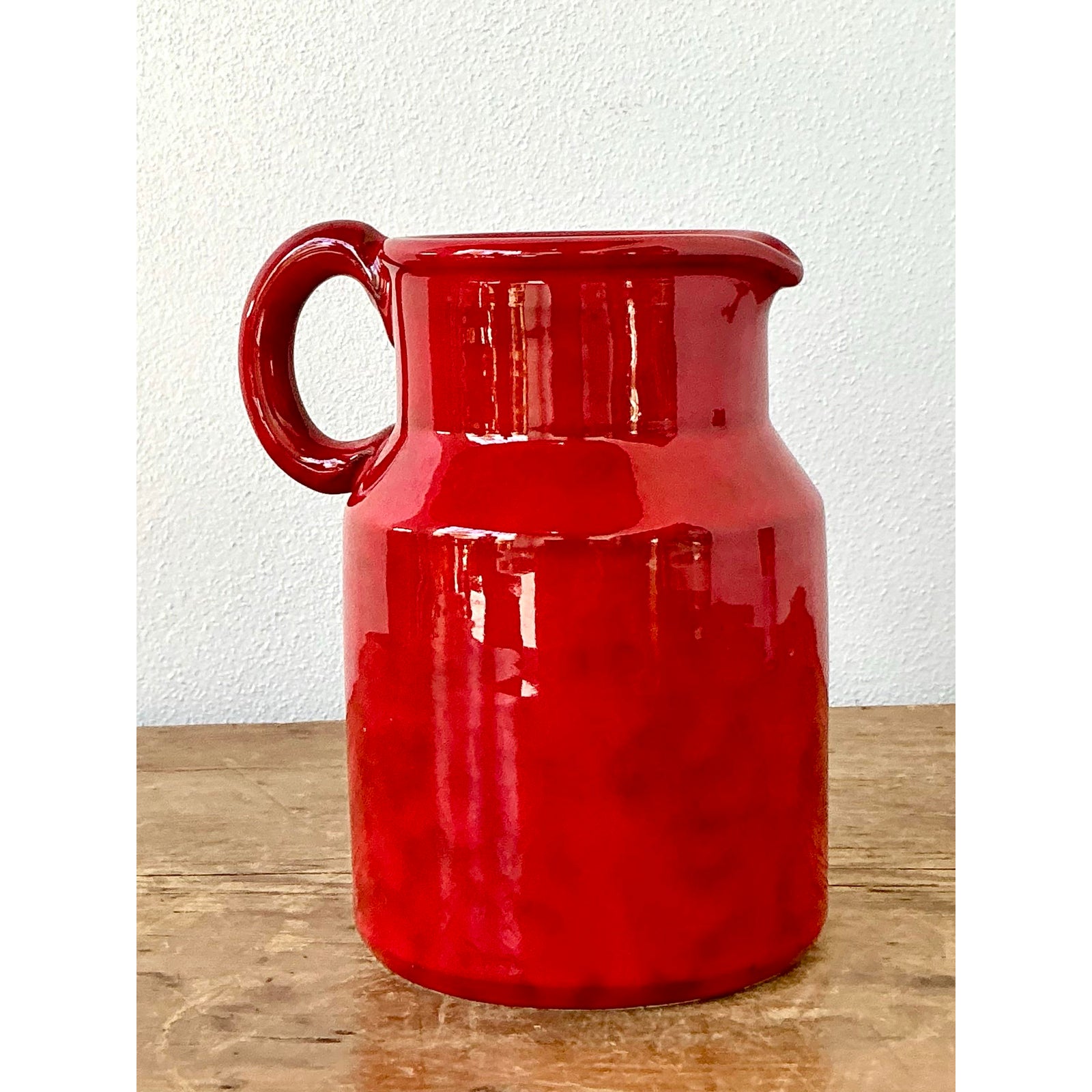 Vintage 1960s Italian Glazed Ceramic Pitcher - Top view