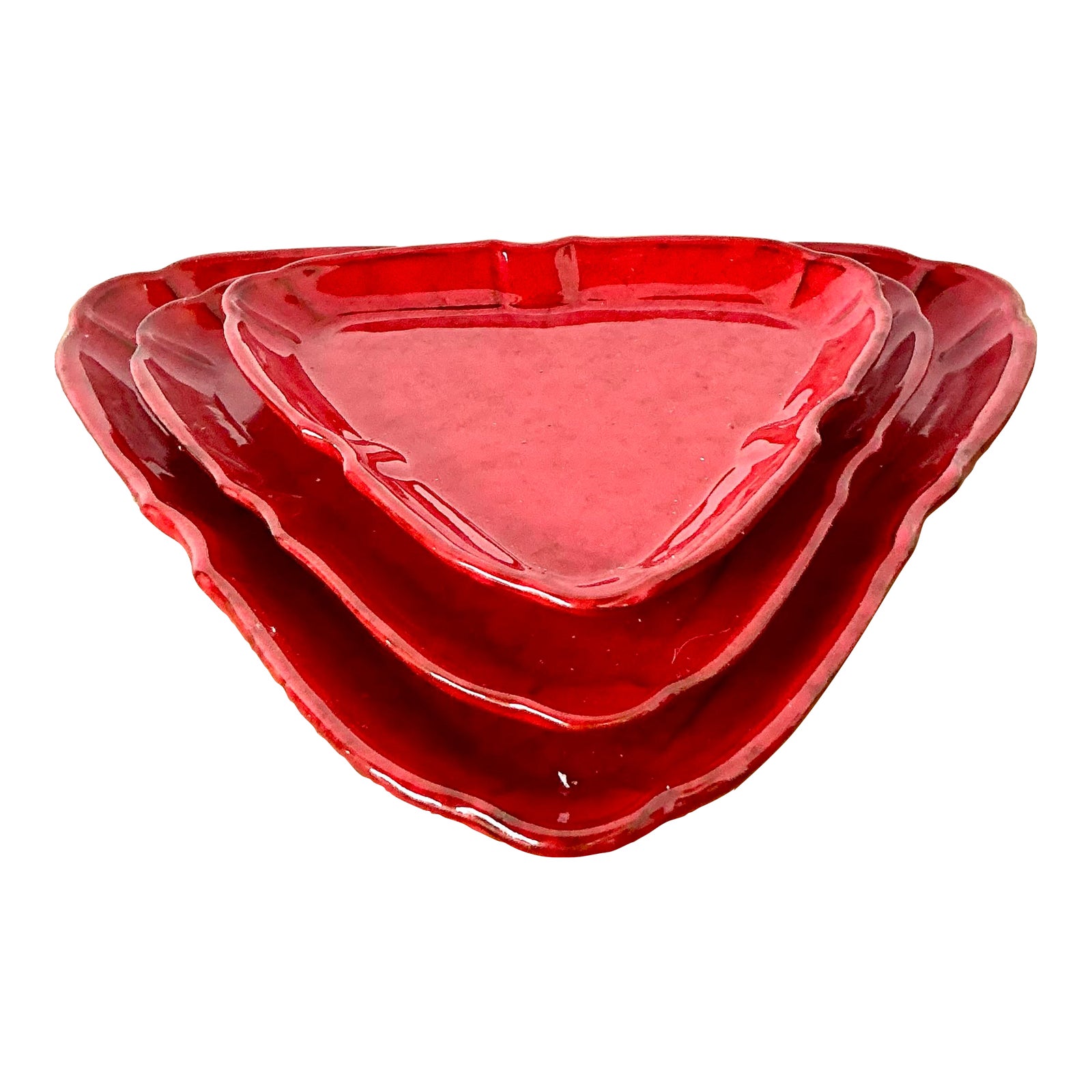 Vintage 1960s Italian Glazed Ceramic Tray Trio