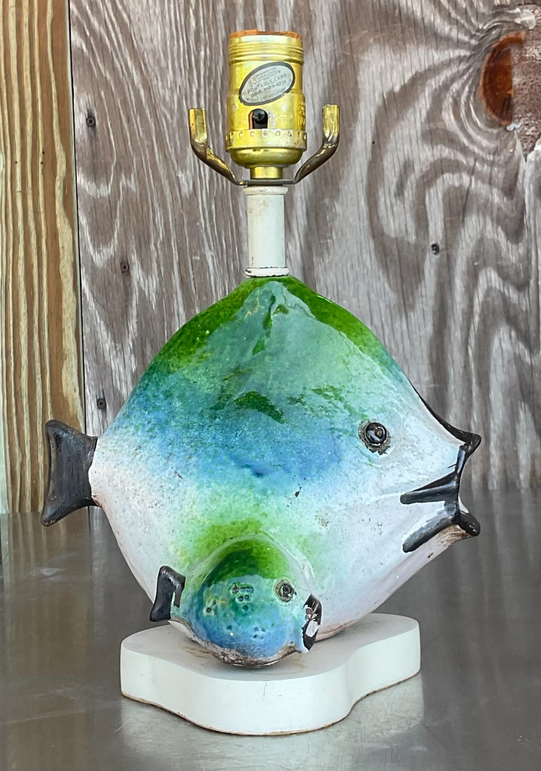 Vintage 1960s Italian Gli Etruschi Fish Lamp - Side view