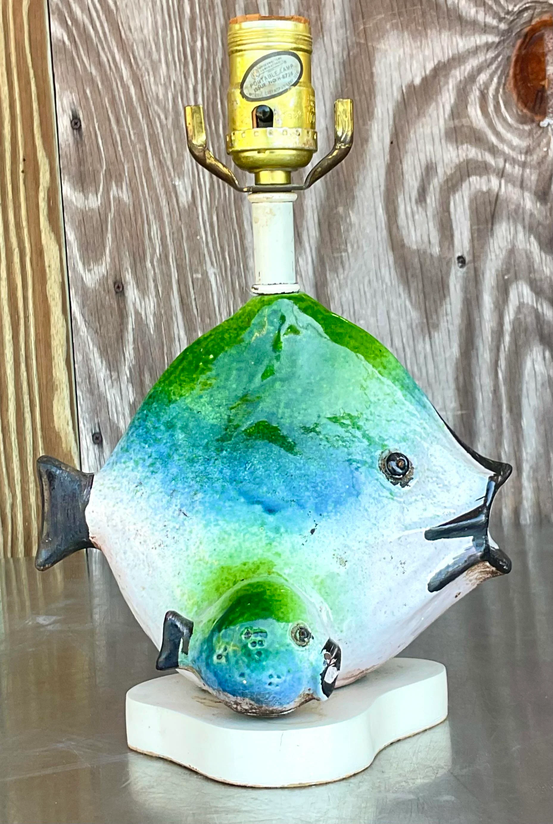 Vintage 1960s Italian Gli Etruschi Fish Lamp - Detail view