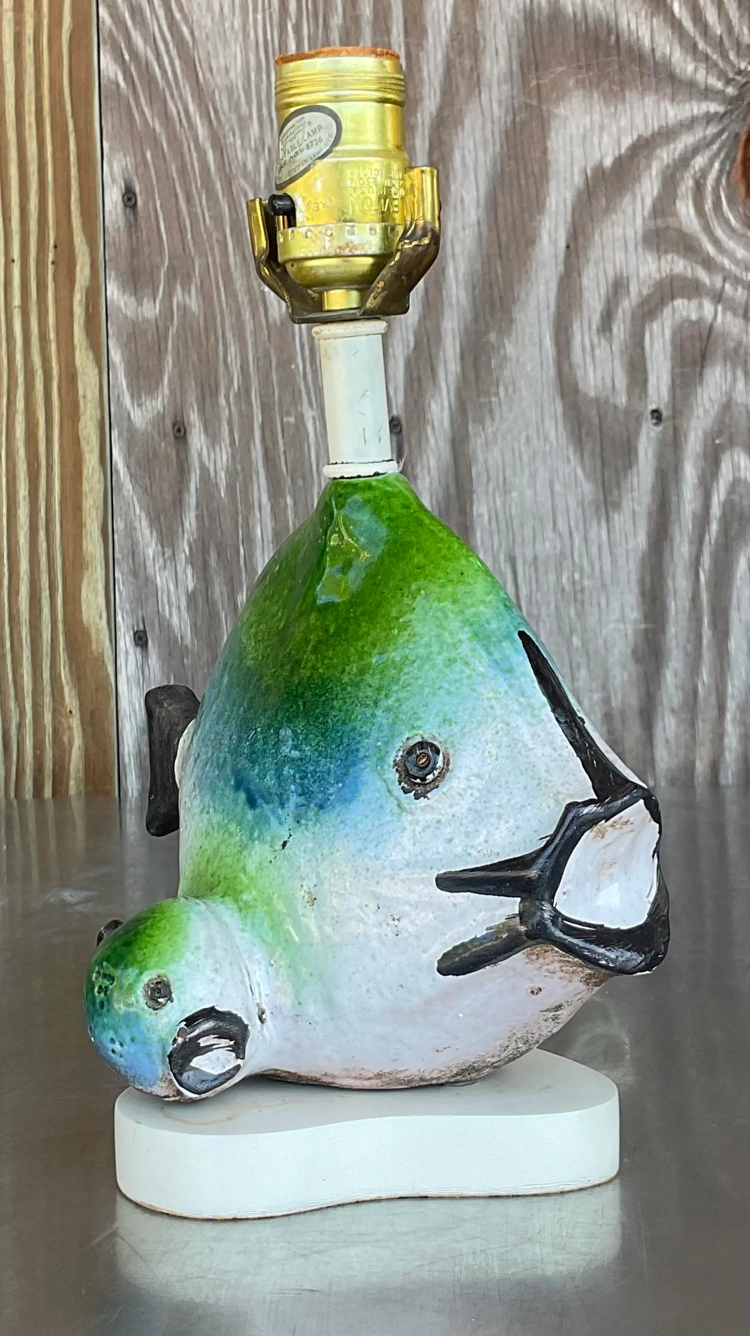 Vintage 1960s Italian Gli Etruschi Fish Lamp - Top view