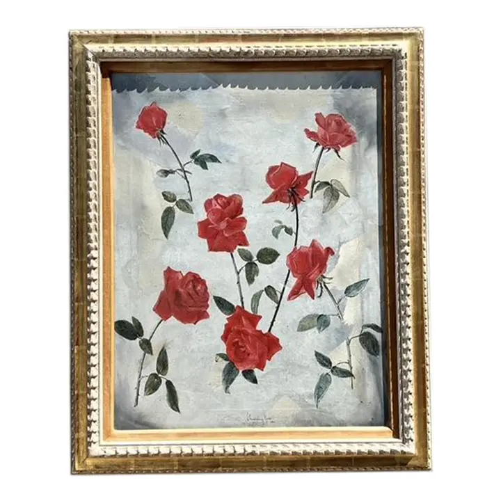 Vintage 1966 Original Floating Roses Oil on Painting