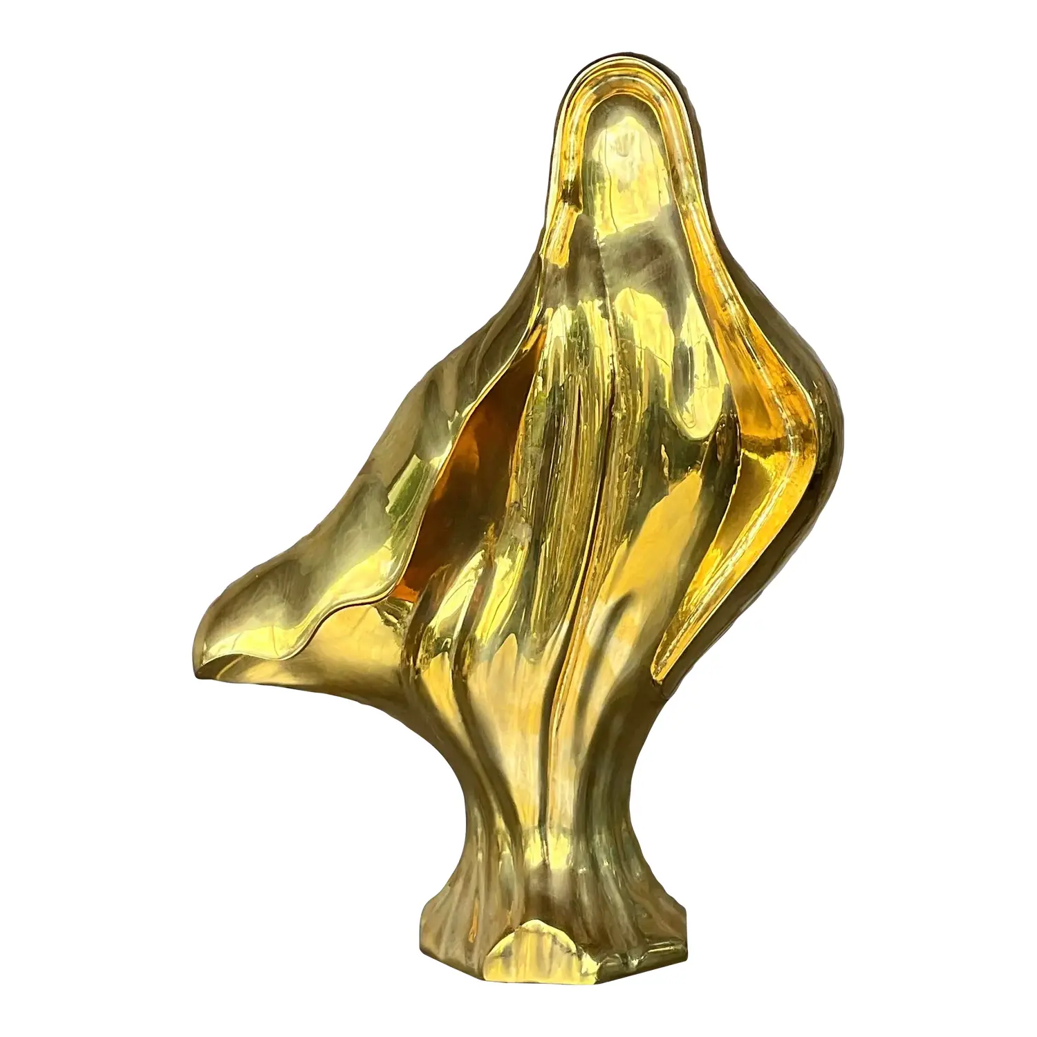 Vintage 1980s Abstract Brass Sculpture