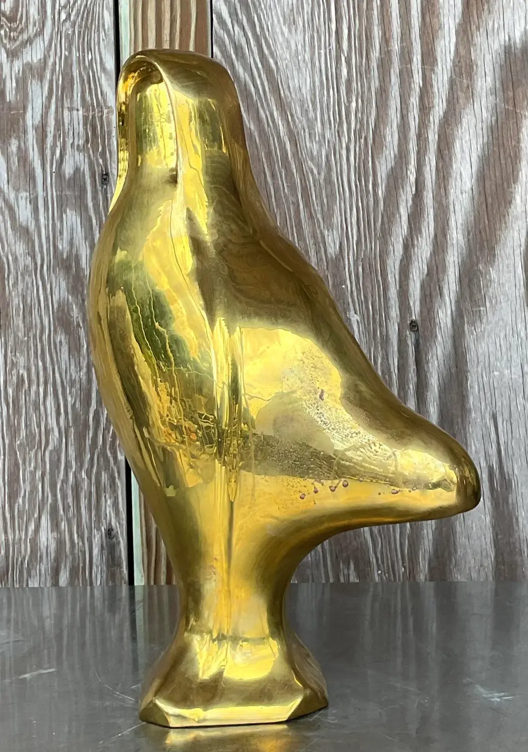 Vintage 1980s Abstract Brass Sculpture - Detail view