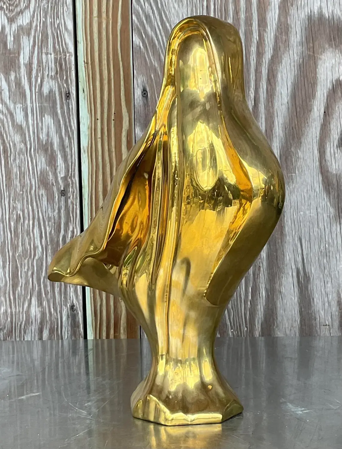 Vintage 1980s Abstract Brass Sculpture - Top view