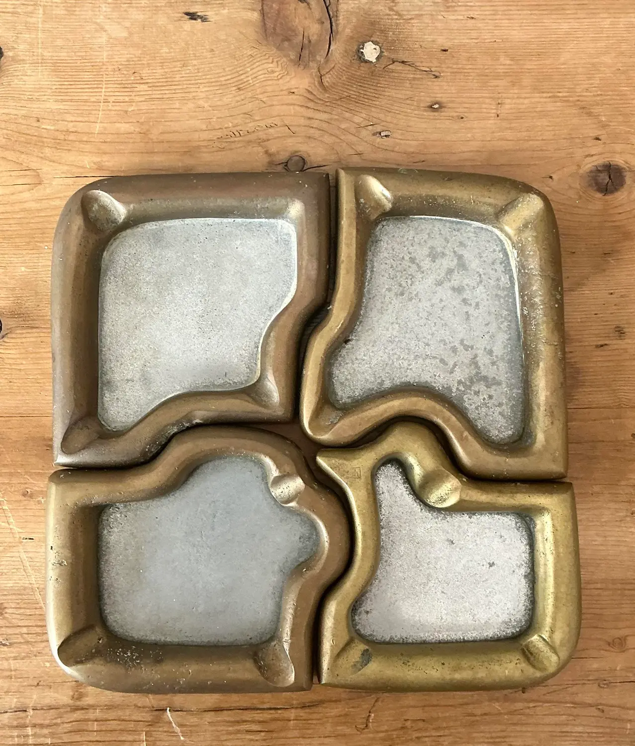 Vintage 1980s David Marshall Puzzle Ashtray Set - Top view