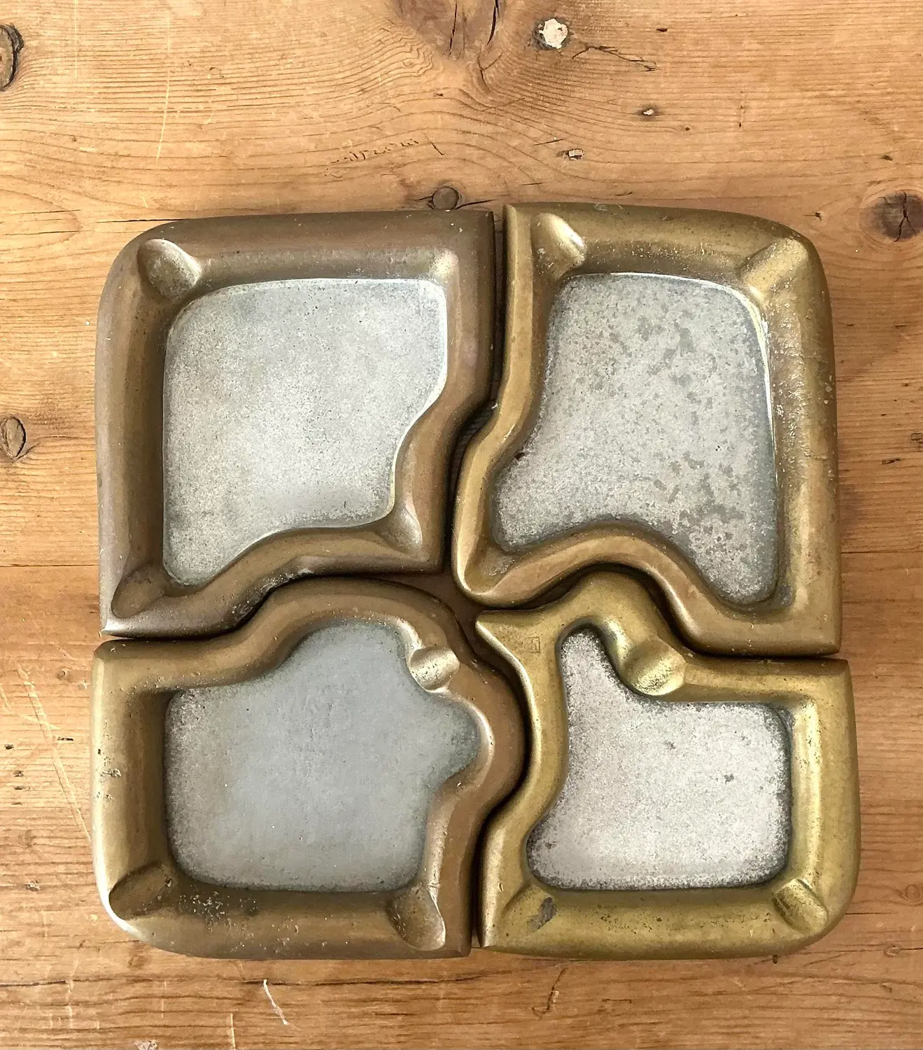 Vintage 1980s David Marshall Puzzle Ashtray Set - Back view