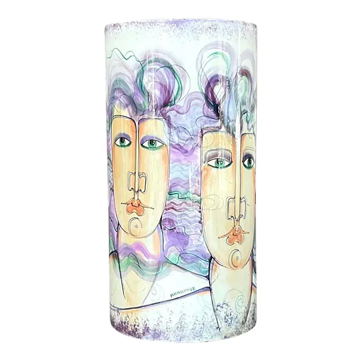 Vintage 1980s Hand Painted Ceramic Vase