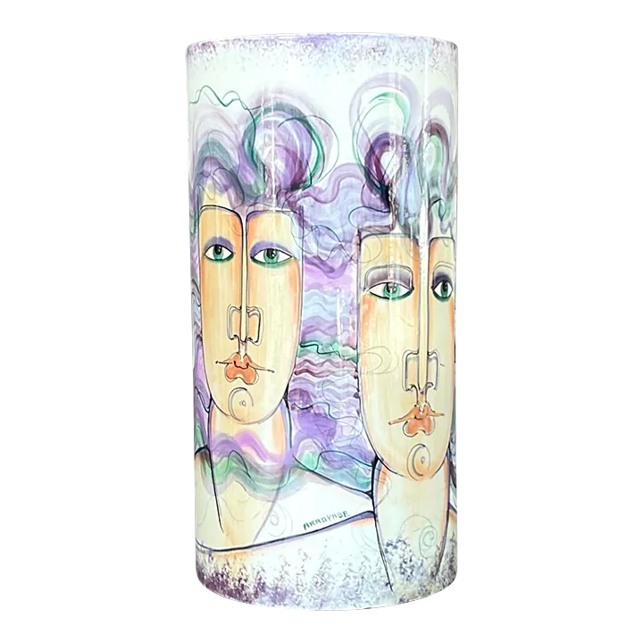 Vintage 1980s Hand Painted Ceramic Vase - Detail view