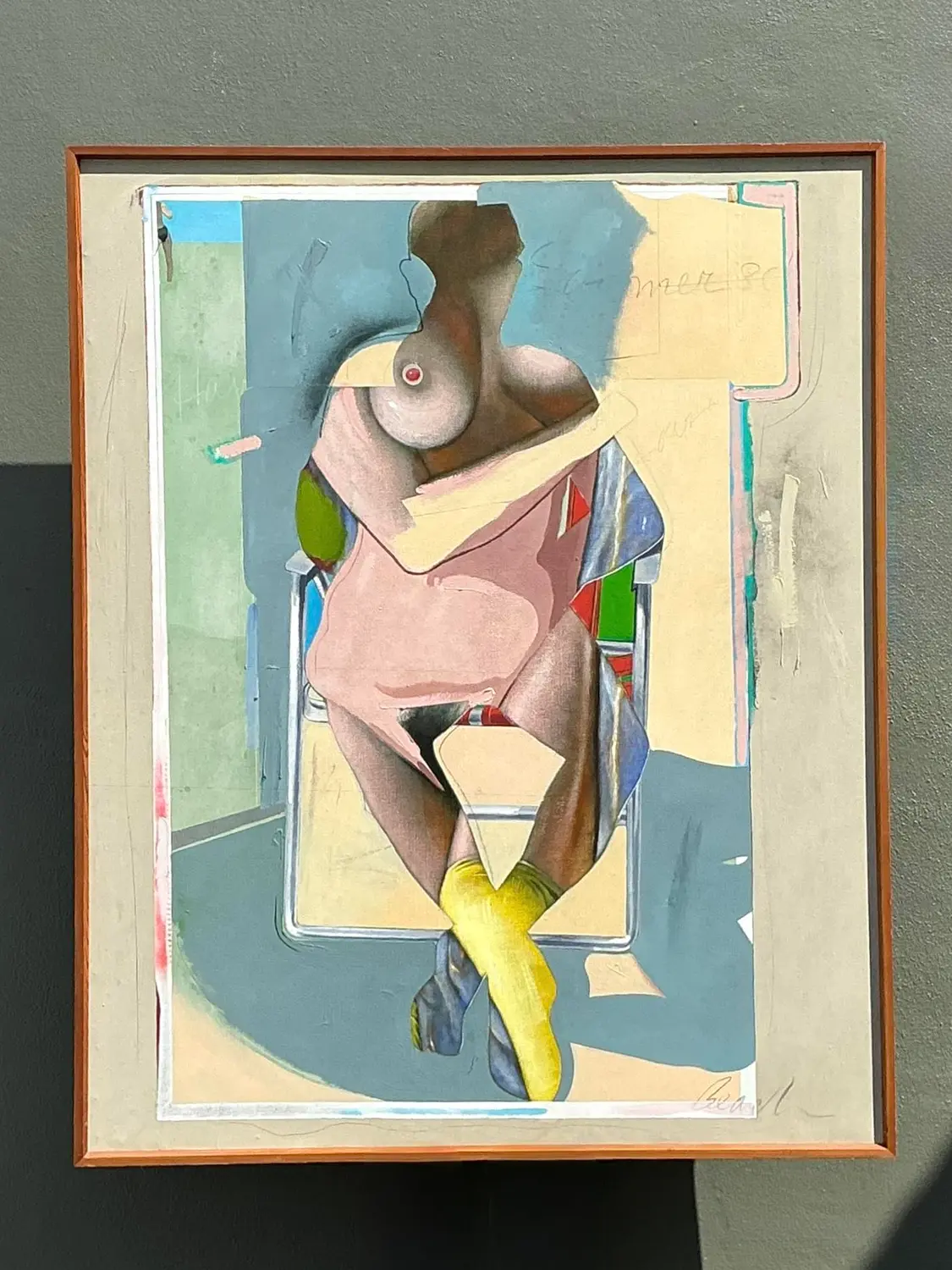 Vintage 1980s Monumental Abstract Figurative Soil on Canvas - Detail view