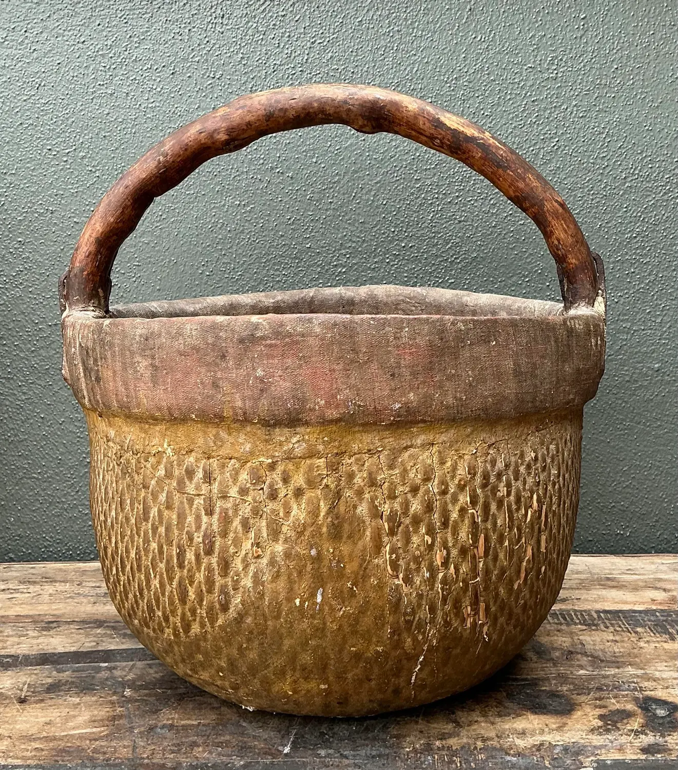 Vintage 19th Century Chinese Rice Basket - Side view