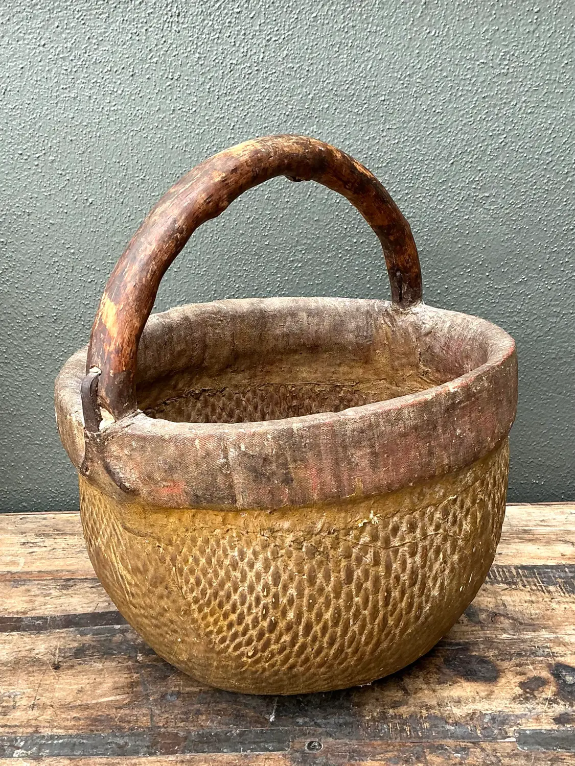 Vintage 19th Century Chinese Rice Basket - Top view