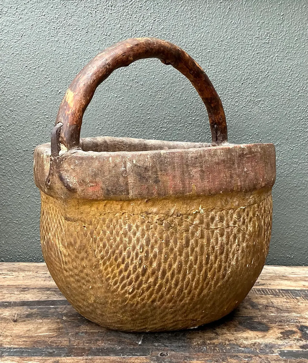 Vintage 19th Century Chinese Rice Basket - Back view