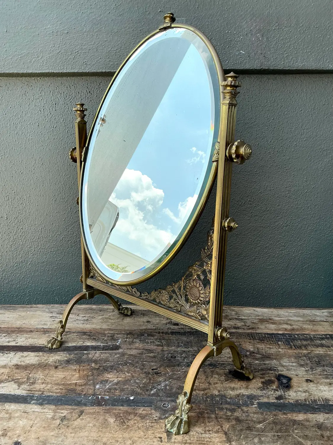 Vintage 19th Century Convent Reliquary Mirror - Top view
