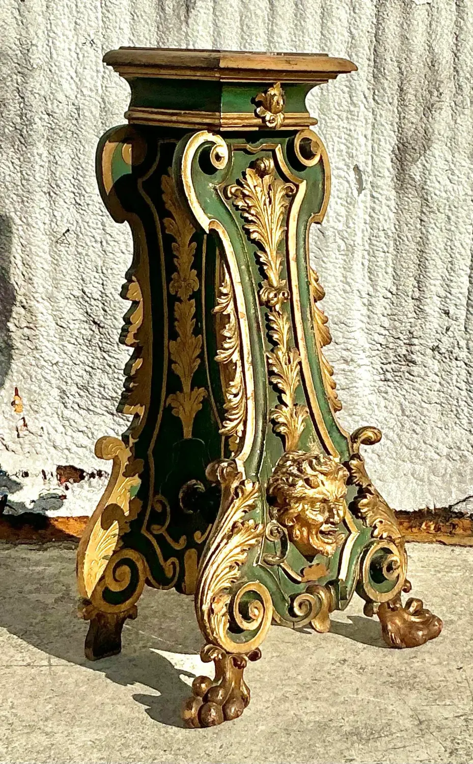 Vintage 19th Century Regency Gilt Painted Pedestal - Side view