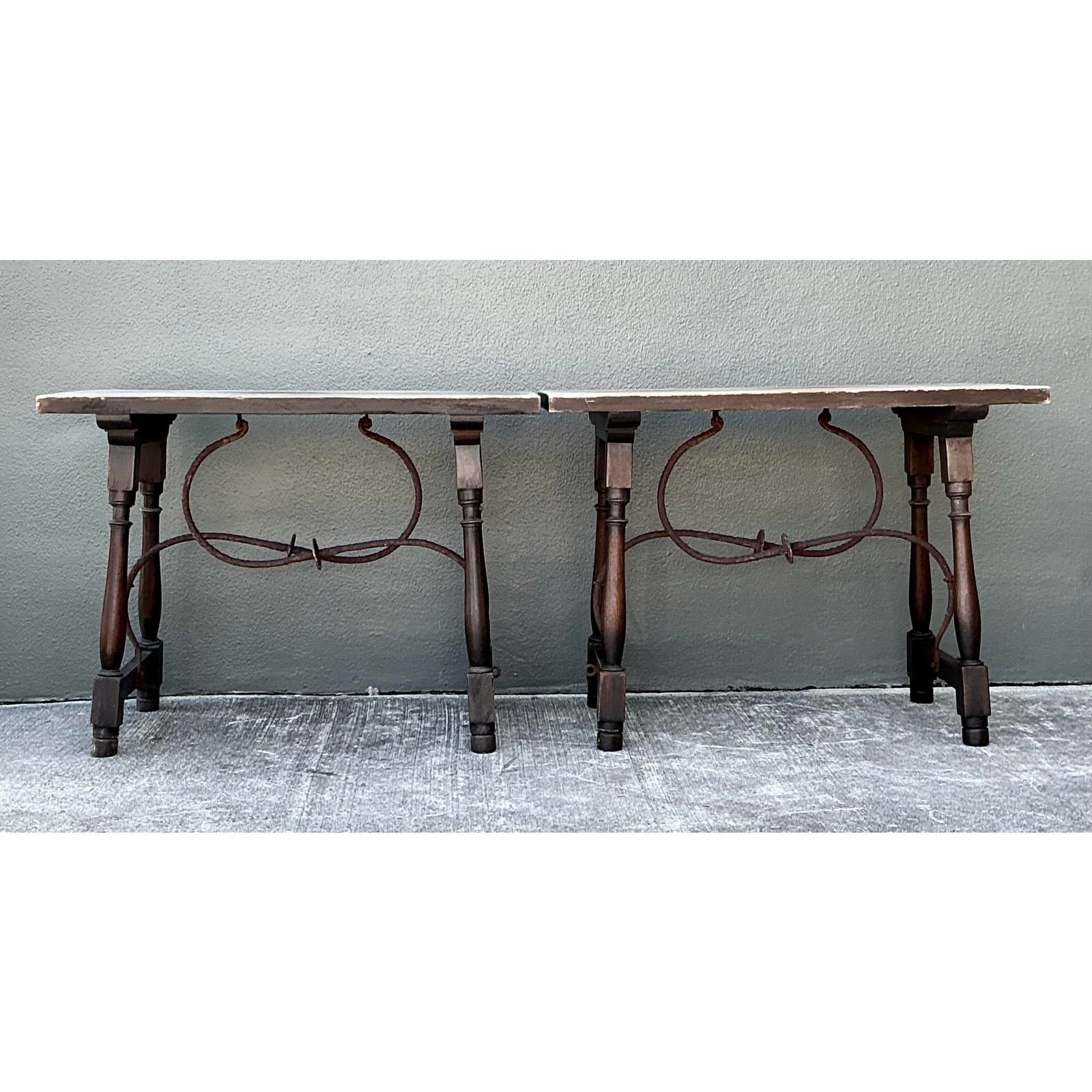 Vintage 19th Century Side Tables - A Pair - Top view