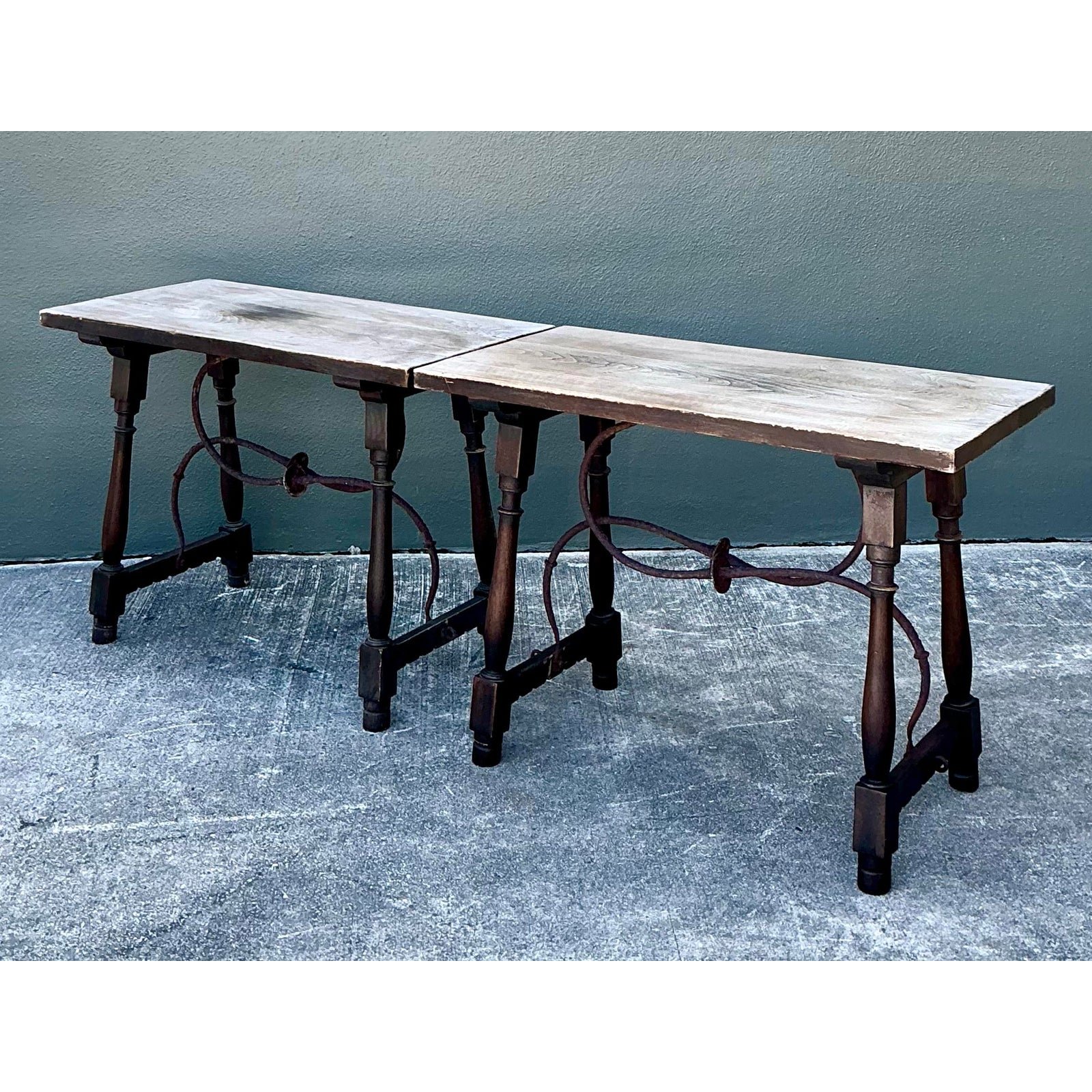 Vintage 19th Century Side Tables - A Pair - Side view