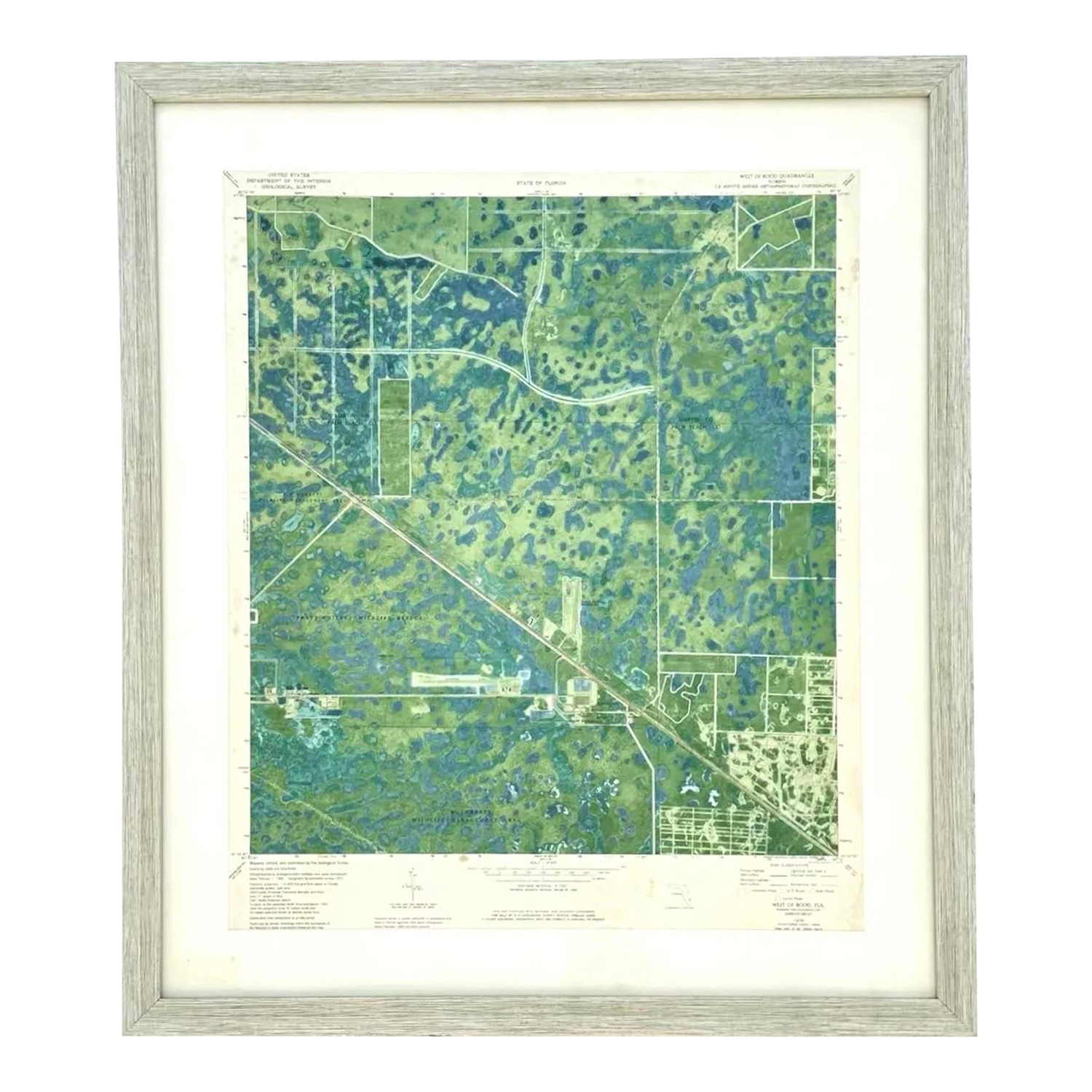 Vintage 50s Topographical Map of the Florida Keys - Detail view