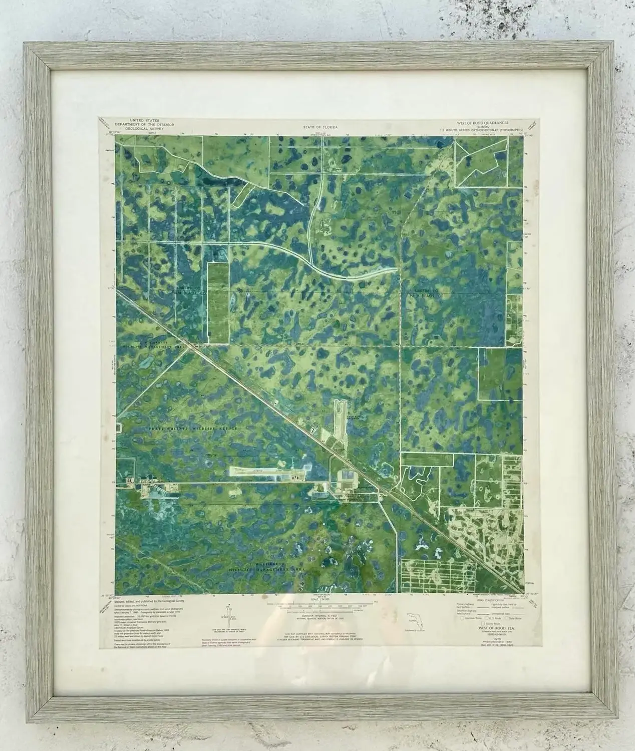 Vintage 50s Topographical Map of the Florida Keys - Top view