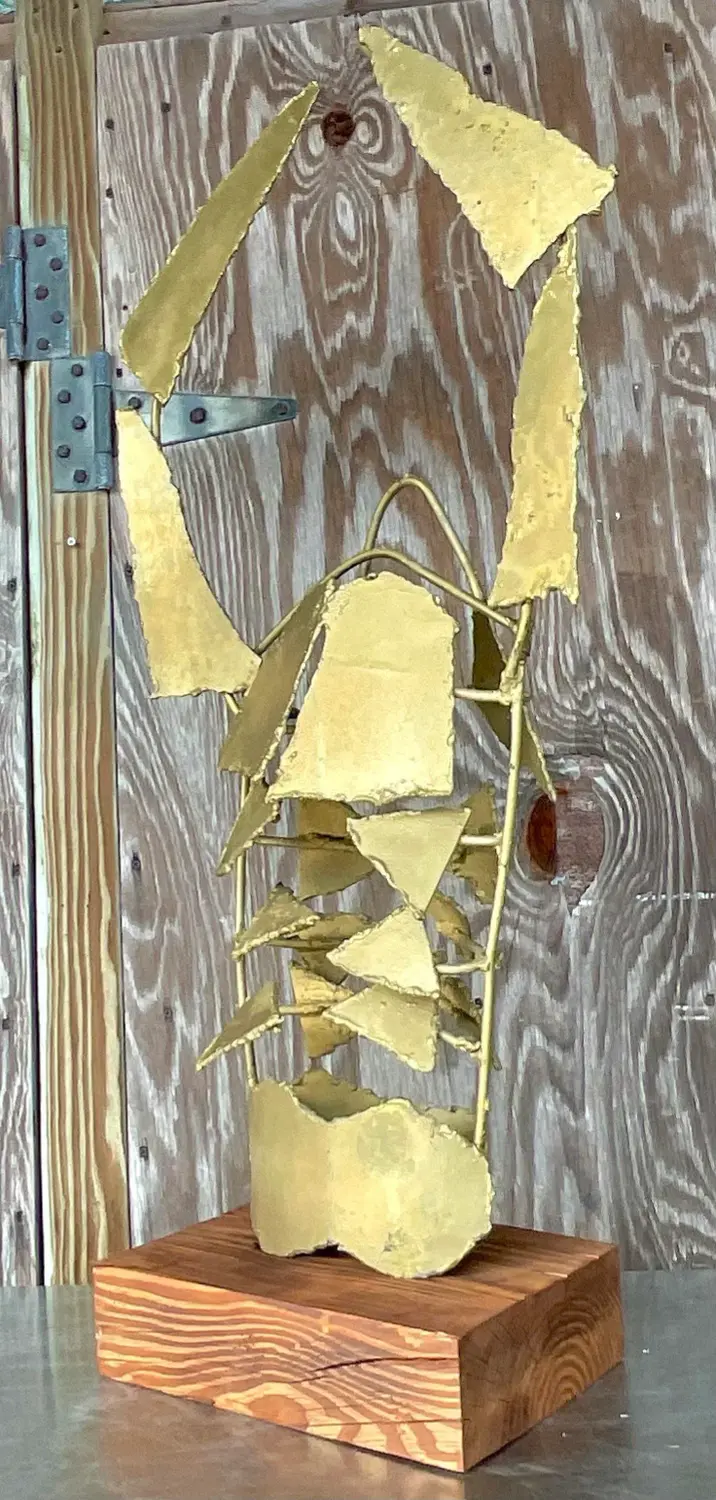 Vintage a Boho Torch Cut Steele Lobster Sculpture - Back view
