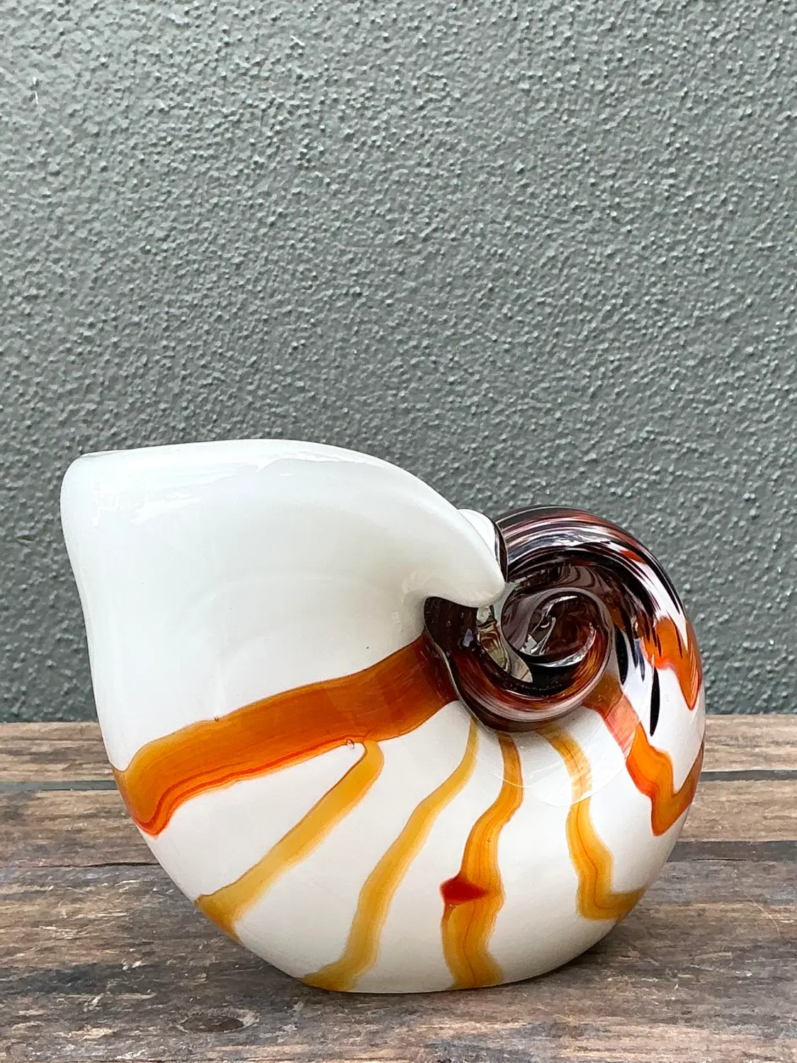 Vintage a Italian Murano Glass Nautilus Shell - Top view