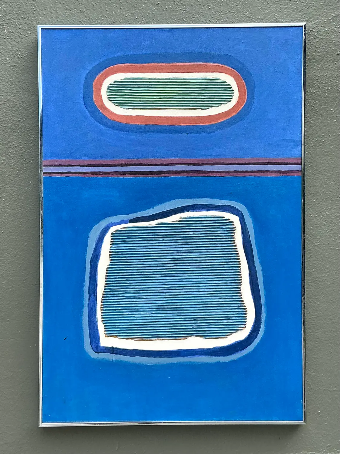 Vintage Aboriginal Mixed Media Abstract on Canvas - Top view
