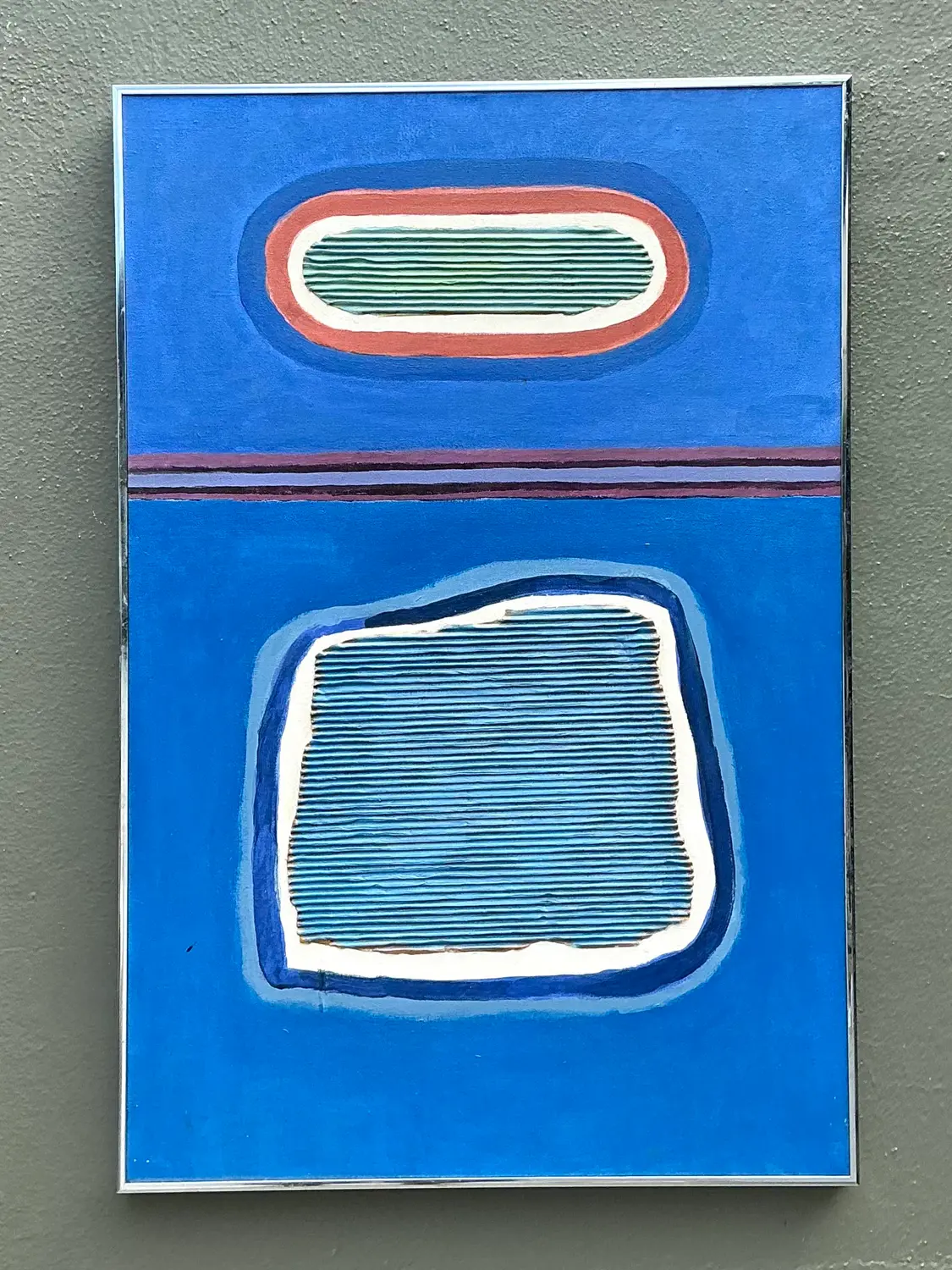 Vintage Aboriginal Mixed Media Abstract on Canvas - Side view