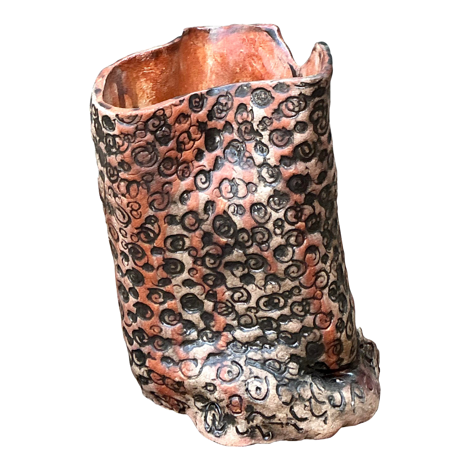 Vintage Aboriginal Studio Pottery Dot Vase - Detail view