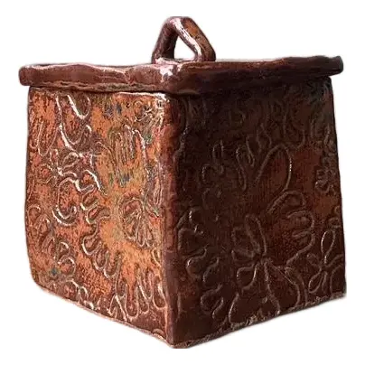 Vintage Aboriginal Studio Pottery Lidded Floral Box