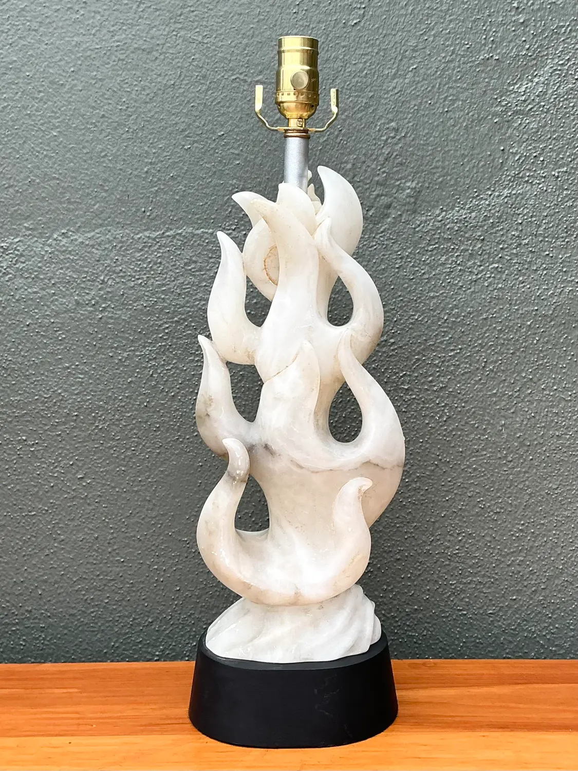 Vintage Abstract Carved Stone Lamp - Top view