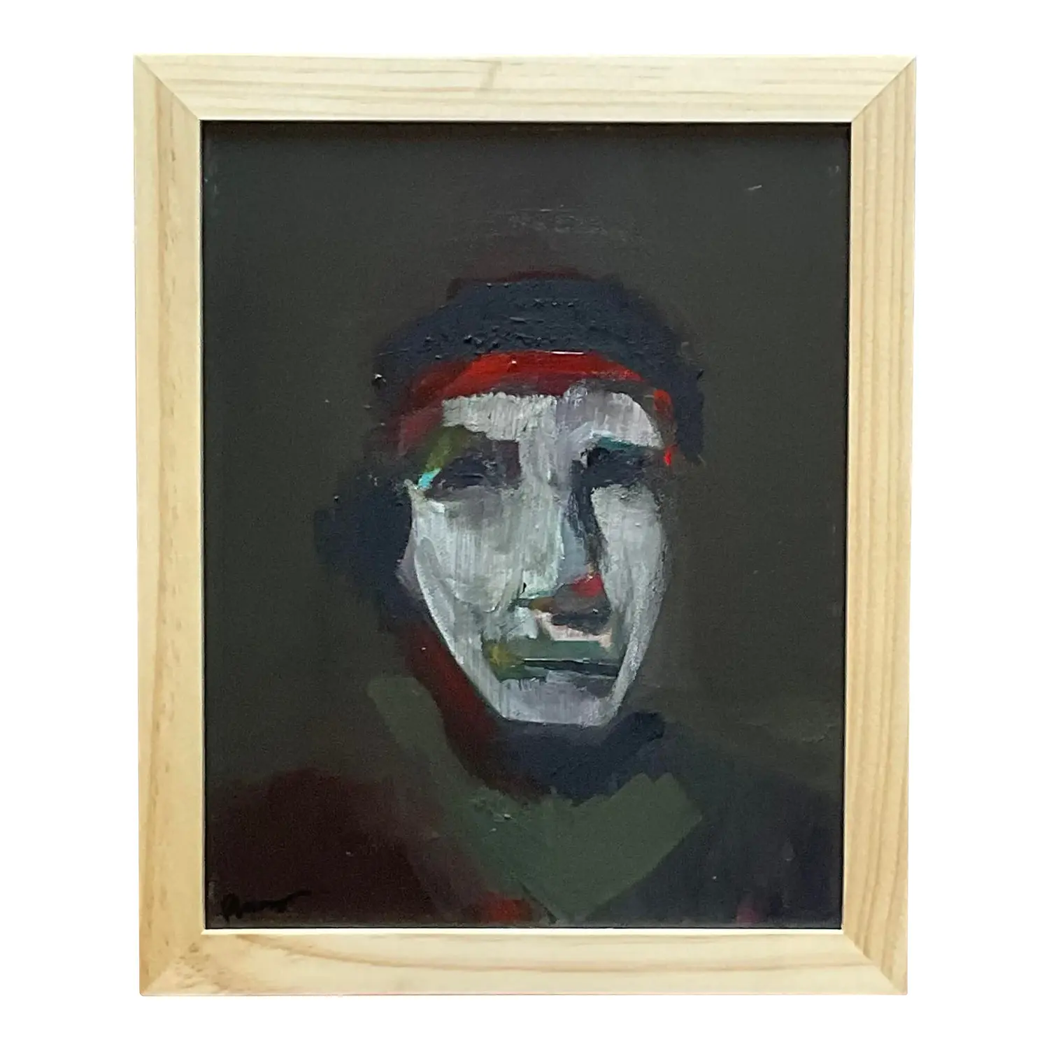Vintage Abstract Fauvist Signed Original Oil Abstract Portrait on Canvas