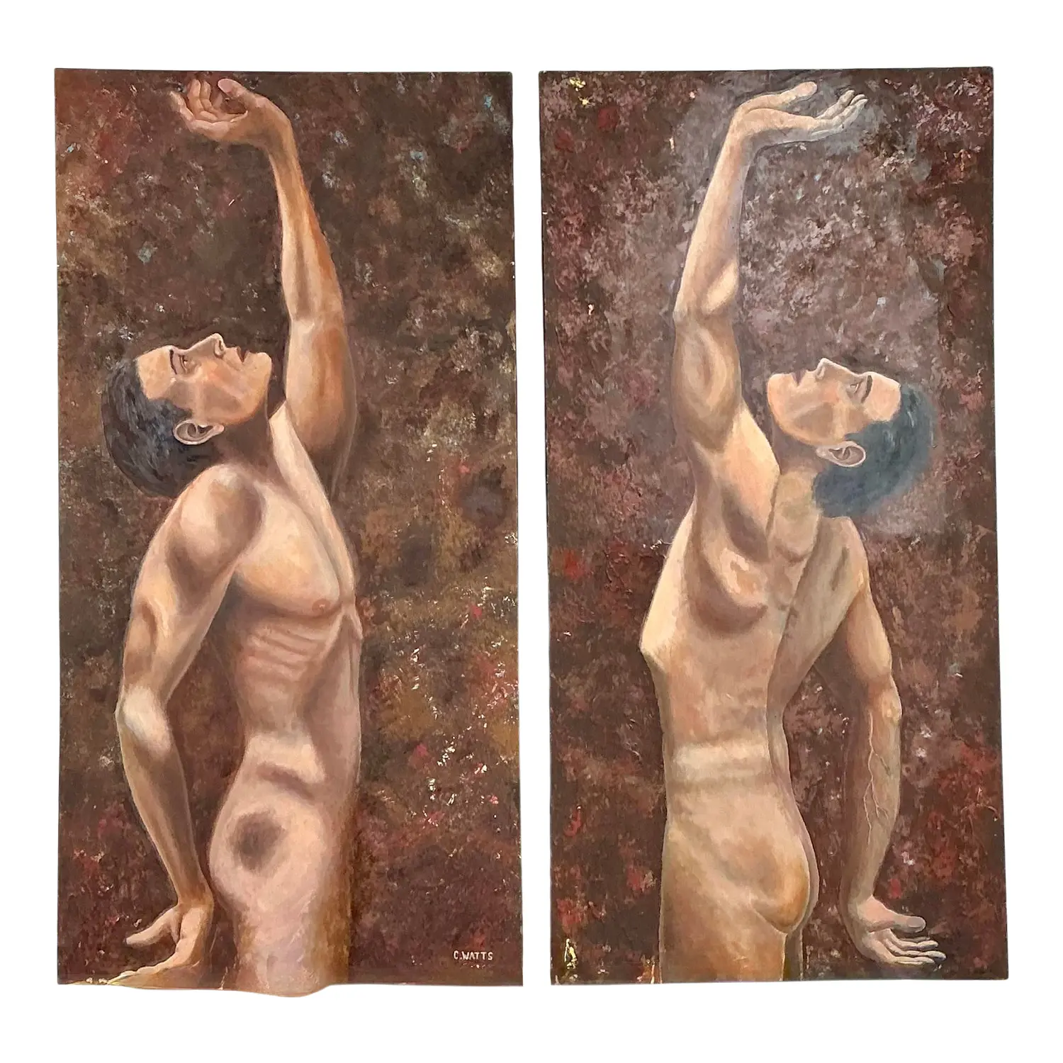 Vintage Abstract Figurative Abstract Oil on Canvas