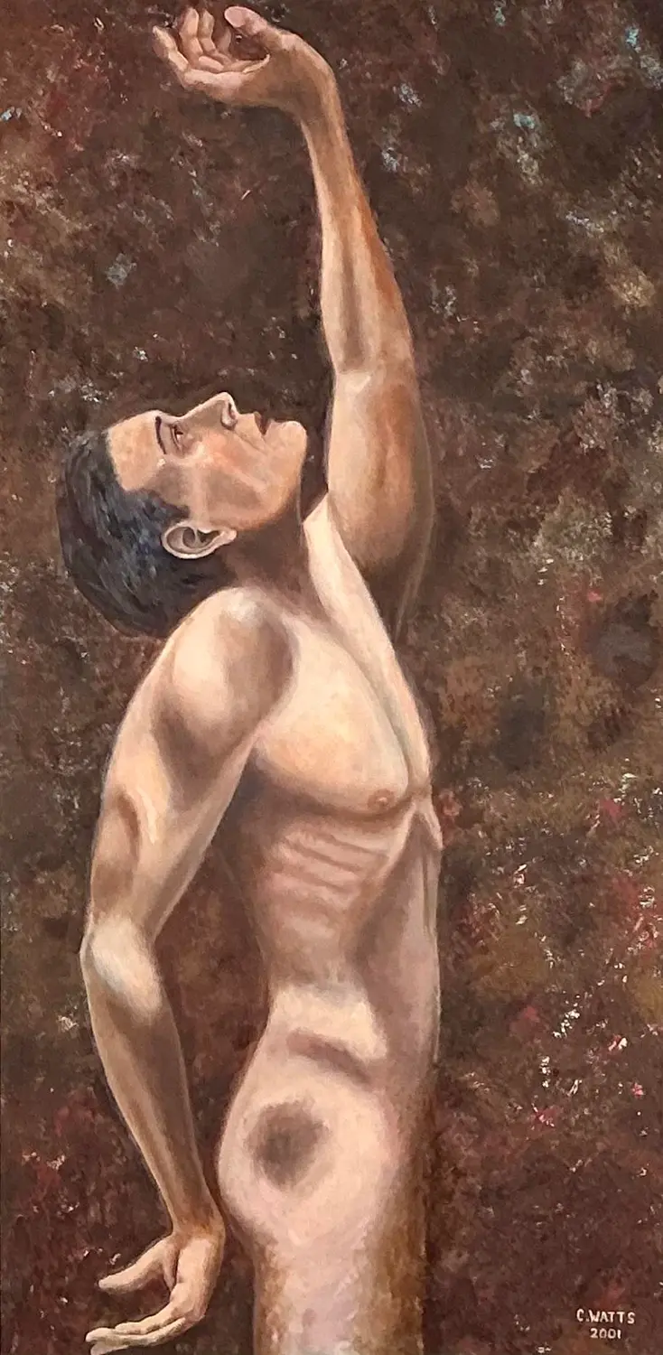 Vintage Abstract Figurative Abstract Oil on Canvas - Detail view
