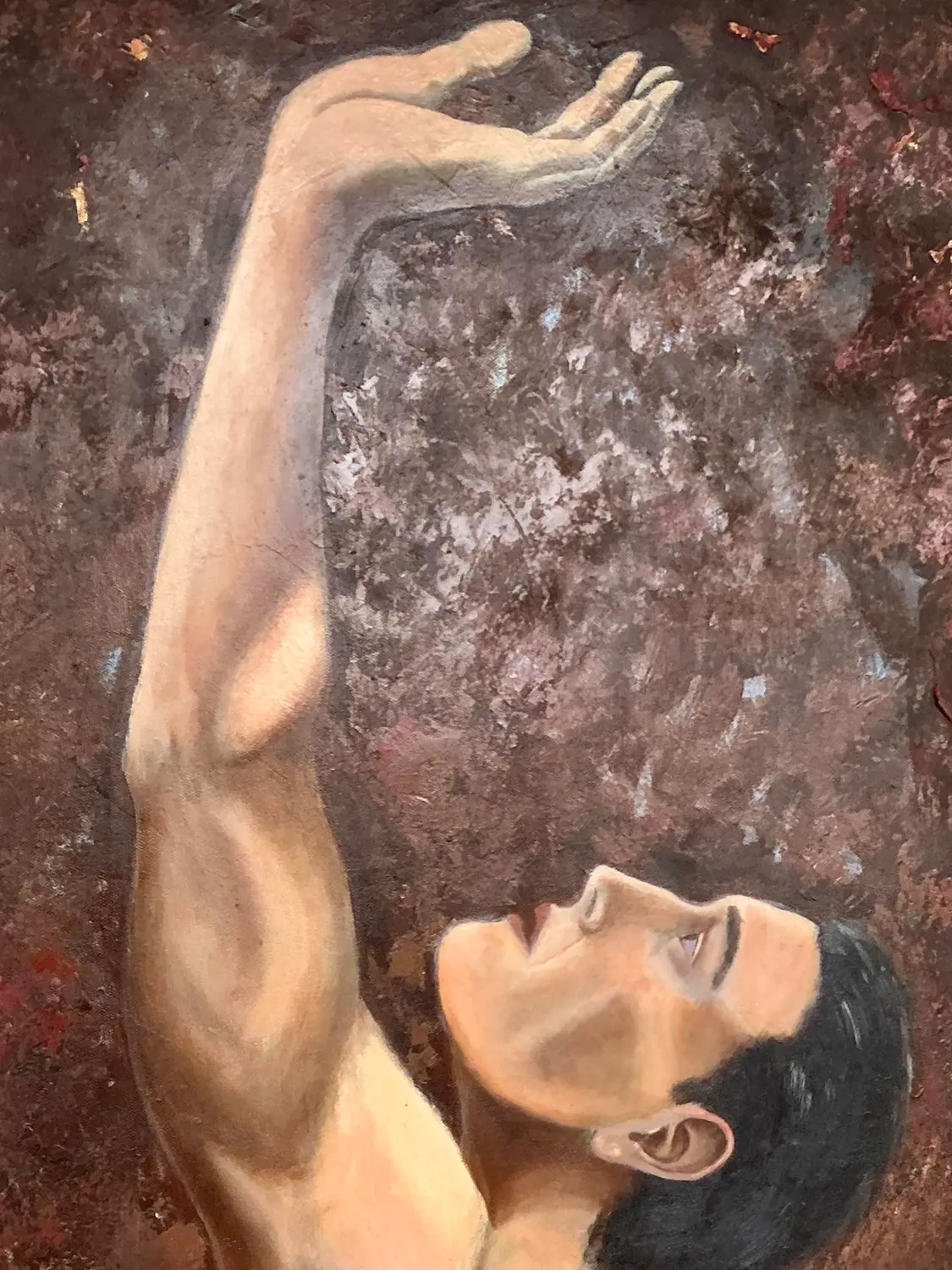 Vintage Abstract Figurative Abstract Oil on Canvas - Top view