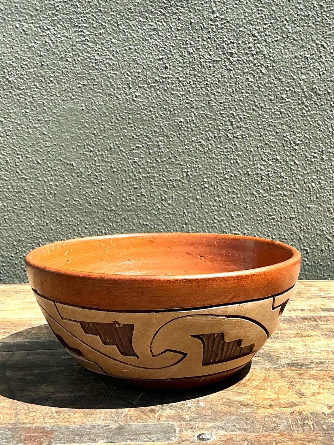 Vintage Abstract Geometric Ceramic Bowl - Detail view