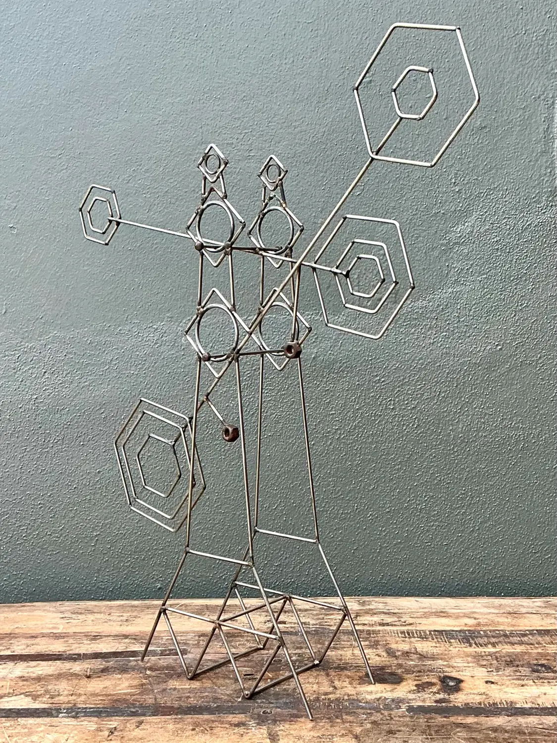 Vintage Abstract Geometric Kinetic Sculpture - Detail view