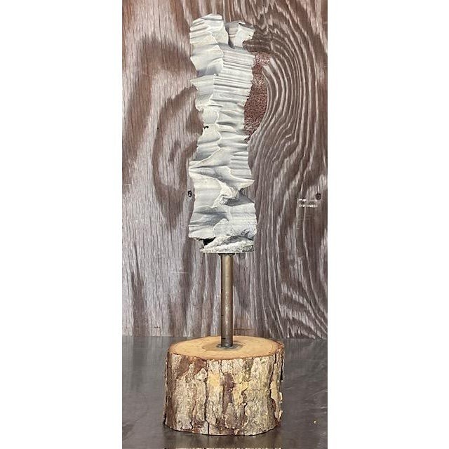 Vintage Abstract Metal Ribbon Sculpture - Detail view