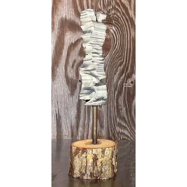 Vintage Abstract Metal Ribbon Sculpture - Side view