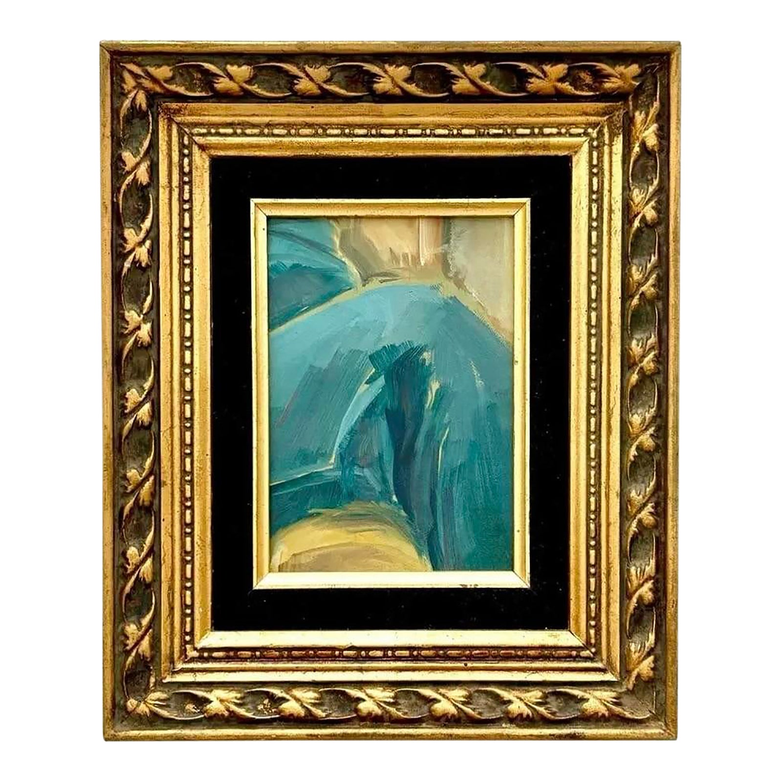 Vintage Abstract Oil Painting in Gold Frame