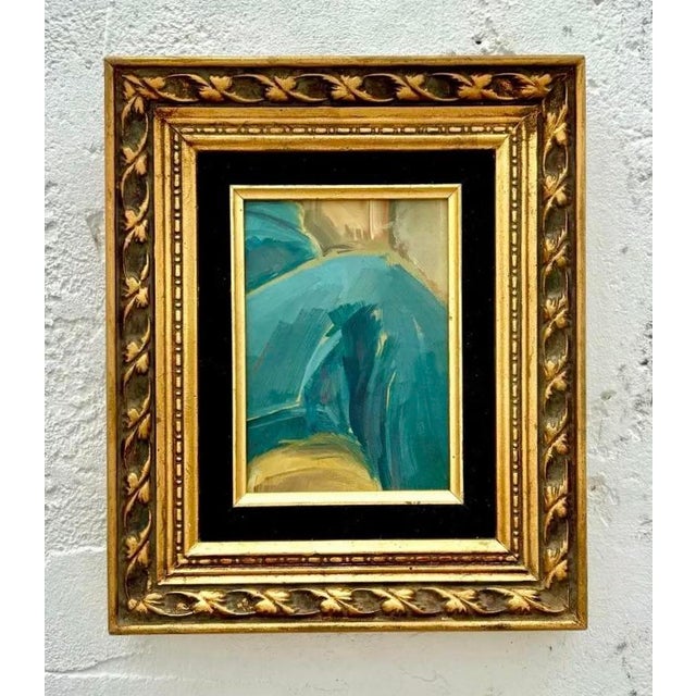 Vintage Abstract Oil Painting in Gold Frame - Detail view