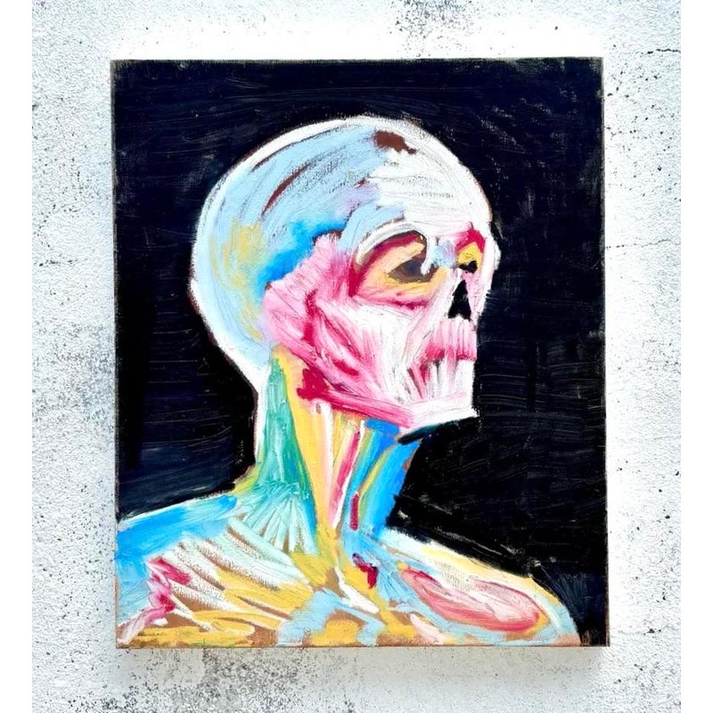 Vintage Abstract Portrait in Oil Paint - Side view