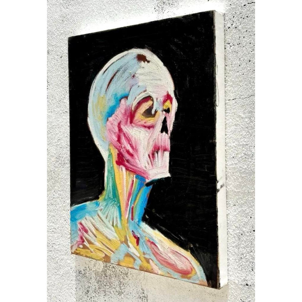 Vintage Abstract Portrait in Oil Paint - Top view
