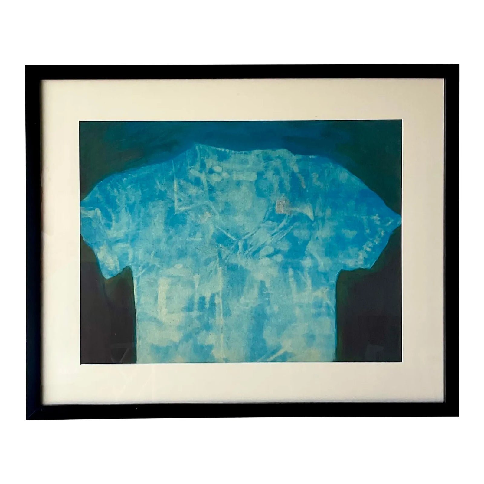 Vintage Abstract Shirt Still Life Original Oil Crayon Painting on Paper