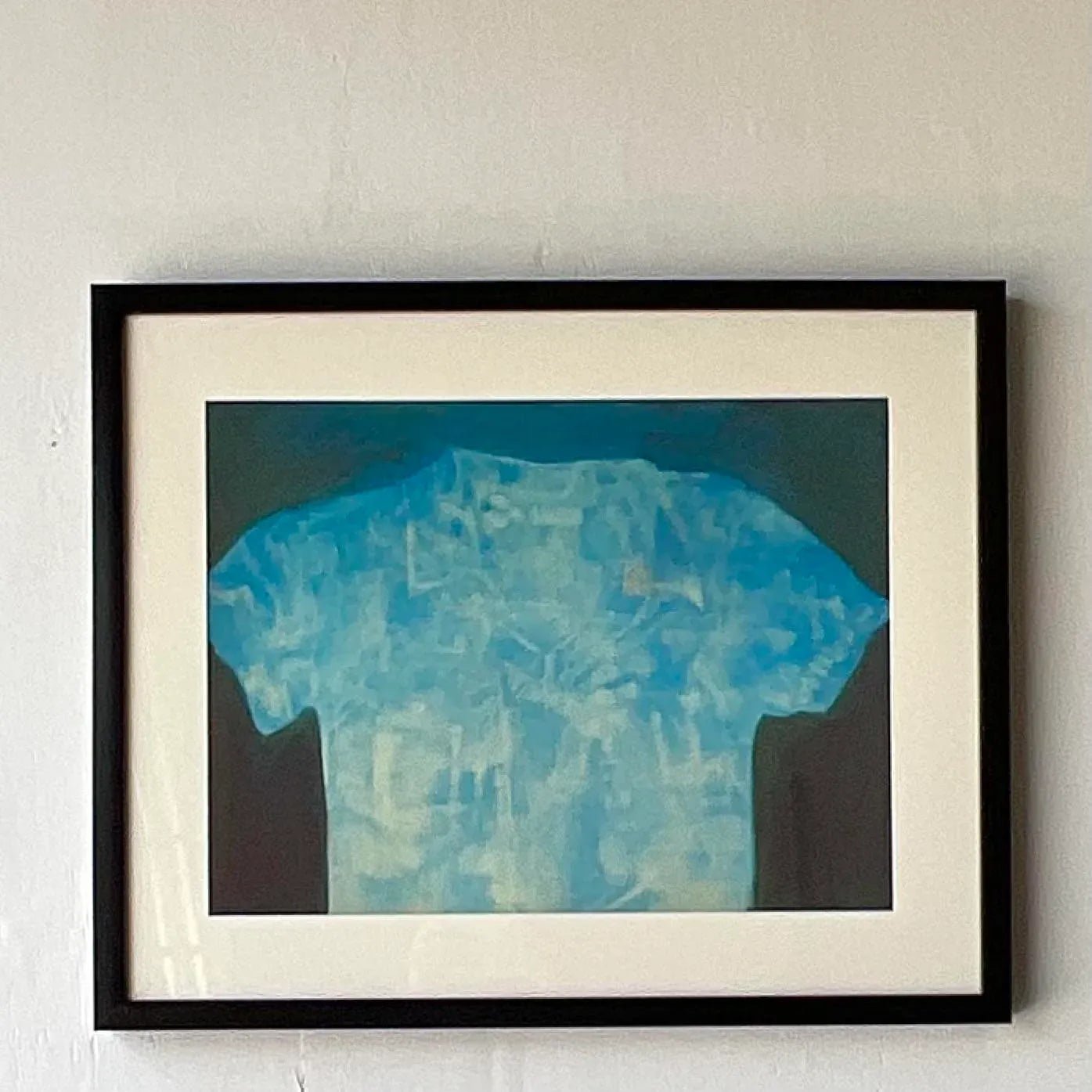 Vintage Abstract Shirt Still Life Original Oil Crayon Painting on Paper - Top view